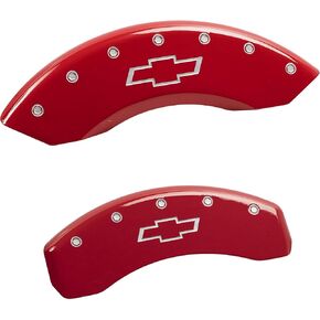 أغطية فرجار MGP (14234SBOWRD) غطاء فرجار أمامي وخلفي منقوش عليه "ربطة عنق" مع لمسة نهائية من مسحوق أحمر وشخصيات فضية، (مجموعة من 4) in Kuwait