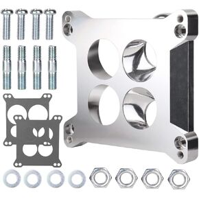 Carburetor Spacer 2696 Edel-brock Carter Four-Hole Square-Bore to Spread-Bore Aluminum Carburetor Manifold Adapter 4-bbl Q-Jet Carb Adapter Plate Kit Replace for Stock QuadraJet & Thermo-Quad 0.85 in.