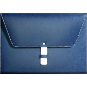 PU Leather A4 File Folder Large Document Holder Waterproof Envelope Folder Case with Handmade Closure (Green)