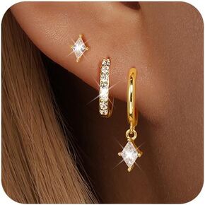Gold Hoop Earrings Set for Women, Dainty 14K Gold Plated Cartilage Earring, Hypoallergenic Earrings Trendy Small Gold Earring Stacks Multiple Piercing, Huggies Earrings for Women