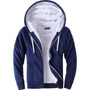 V VALANCH Men Hoodies Zip Up Sherpa Lined Sweatshirts Heavyweight Thick Warm Fleece Winter Jacket