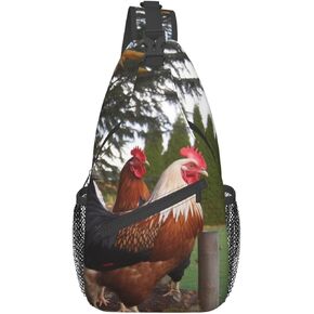 Backyard Chickens Print Sling Backpack Travel Sling Bag Casual Chest Bag Hiking Daypack Crossbody Bag For Men Women