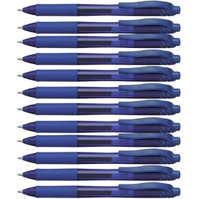 Pentel EnerGel-X Retractable Liquid Gel Pen (1.0mm) Metal Tip, Blue Ink, Box of 12 (BL110-C)