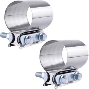 2Pcs Butt Joint Exhaust Band Clamp Stainless Steel Exhaust Muffler Clamp For Exhaust Pipes Muffler Ends And Exhaust System Connection (40MM)