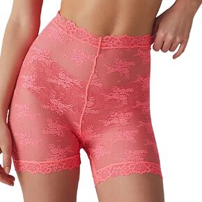 Women's Floral Lace Biker Shorts Sexy See Through Sheer Mesh Anti-Chafing Panty Shorts Underwear