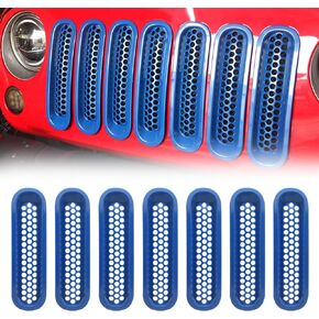 Grill Mesh Inserts Fit for 2007-2017 Jeep Wrangler, 7PCS Front Grille Guard Cover Trim Compatible with Jeep Wrangler 2-Door & 4-Door JK JKU Unlimited Exterior Accessories (Pink C)