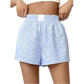 SOLY HUX Women's Striped Shorts Elastic High Waisted Casual Summer Shorts