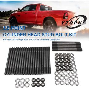 Cylinder Head Stud Bolt Kit Compatible with 1998-2020 Dodge Ram 2500 3500 4500 5500 Cummins 5.9L 6.7L 24V Diesel Replace 247-4202