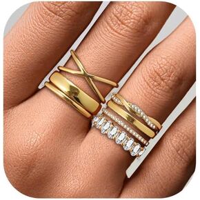 مجموعة خواتم ذهبية للنساء غير مشوهة، حلقات إبهام تشيكوسلوفاكيا مطلية بالذهب عيار 14 قيراط، خواتم مكتنزة لمفاصل ذهبية أنيقة هدية مقاس 5/6/7/8/9/10 in Kuwait