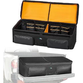 JOYTUTUS Mid Size Truck Bed Cargo Box Organizer for Pickup, Waterproof Truck Bed Cargo Bag, Storage Organizer Carrier Accessories for Groceries, Golf, Easily Slide in and Out, Easy Access