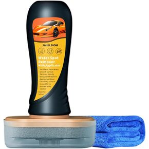 Water Spot Remover Hard Water Stain Removal and Polish Car Glass Cleaning Windshield Cleaner with Applicator Remove Water Blemishes, Sap, Tar from Auto Paint, Mirrors, Windows, Metals 3.4oz