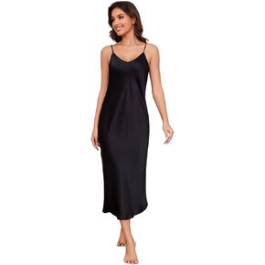 THXSILK Silk Long Nightgowns for Women, Pure Mulberry Silk Charmeuse Nightdress, Lingerie Adjustable Strap