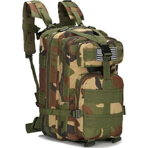 حقيبة ظهر تكتيكية للرجال - حقيبة ظهر عسكرية صغيرة سعة 30 لتر EDC Molle مع رقعة علم الولايات المتحدة الأمريكية (كاكي)