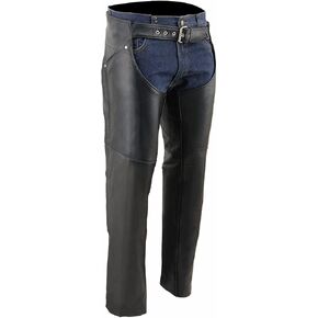 Milwaukee Leather Chaps for Women Black Naked Skin - Deep Hip Pockets and Back Thigh Laces Motorcycle Chap - ML1173 - Medium