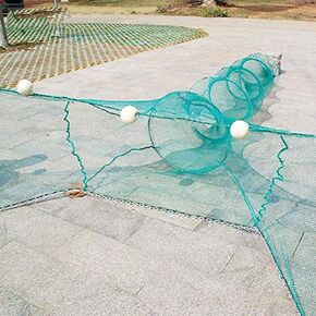 Crawfish Trap Fish Trap Fishing Net Collapsible Crab Trap/Portable Minnow Trap Folded Cast Net with Float and Chain for Shrimp,Lobster