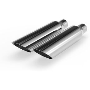 Richeer 2pcs 2.5 to 4 inch Exhaust Tip, 2 1/2" Inlet 4" Outlet 18" Overall Length Stainless Steel Exhaust Tip Universal for Vehicles with 2.5" O.D. Tailpipe, Weld On