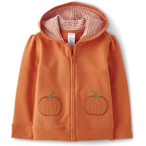 Gymboree Girls' and Toddler Pumpkin Zip Up Embroidered Fall Hoodie
