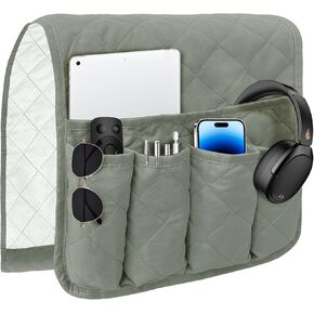 Sofa Armrest Caddy, Waterproof Bedside Storage Organizer, Non Slip Armchair Pockets, Remote Control Holder for Recliner, Handy Pouches with 6 Pockets for TV Remote, Phone, Magazine(Brown)