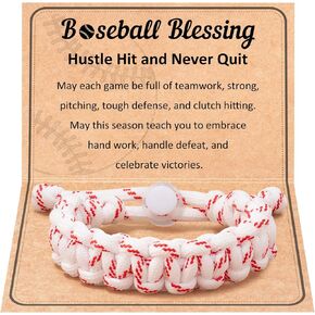 HGDEER Baseball Bracelet, Adjustable Braided, Baseball Basketball Gifts for Teens, Teams, Son, Grandson Brother