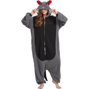 Adult Mouse Onesie Rat Costume Mouse Pajamas Halloween Costumes Animal Cosplay pajamas Warm Sleepwear for Women Men