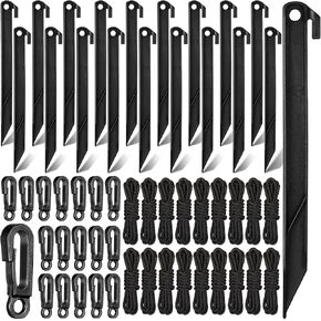 Yinkin 18 Sets Inflatable Stakes Replacement Yard Inflatable Plastic Stakes and Tethers for Christmas Lawn Tents Pegs Blow up Stakes for Inflatables Camping Tents Outdoor Camping Canopy(Black)