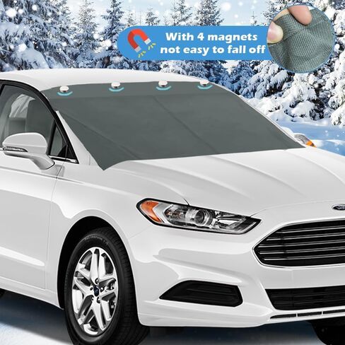 غطاء زجاج أمامي للسيارة Big Ant غطاء ثلجي للزجاج الأمامي 600D أكسفورد للثلج والثلج مقاوم للماء والحرارة والترهل (74 × 43 بوصة، رمادي) in Kuwait