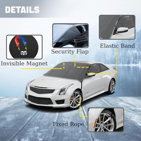 غطاء زجاج أمامي للسيارة Big Ant غطاء ثلجي للزجاج الأمامي 600D أكسفورد للثلج والثلج مقاوم للماء والحرارة والترهل (74 × 43 بوصة، رمادي) in Kuwait