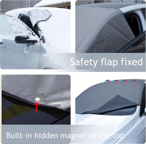 غطاء زجاج أمامي للسيارة Big Ant غطاء ثلجي للزجاج الأمامي 600D أكسفورد للثلج والثلج مقاوم للماء والحرارة والترهل (74 × 43 بوصة، رمادي) in Kuwait