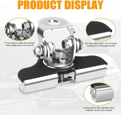 LED Light Bar Mounting Bracket, Universal Led Hood Light Mounts 304 Stainless Steel Hood Clamp Lights Mounts Compatible with Off Road Jeep Truck SUV - Installing Without Drilling(Black) in Saudi Arabia