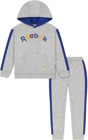 طقم ملابس رياضية للأولاد من ريبوك مكون من قطعتين - سويت شيرت بغطاء للرأس + بنطال رياضي مريح من الصوف in Kuwait