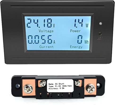 تيار مستمر 6-100 فولت 0-100 أمبير شاشة LCD متعددة الوظائف جهاز قياس الجهد الرقمي الحالي مقياس طاقة الطاقة مقياس متعدد مقياس التيار الكهربائي الفولتميتر مع تحويلة تيار 100 أمبير in Kuwait