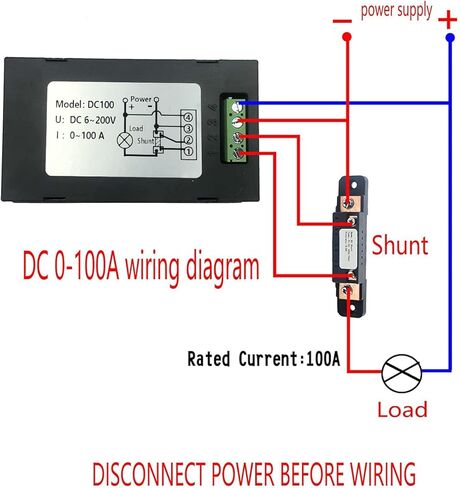 تيار مستمر 6-100 فولت 0-100 أمبير شاشة LCD متعددة الوظائف جهاز قياس الجهد الرقمي الحالي مقياس طاقة الطاقة مقياس متعدد مقياس التيار الكهربائي الفولتميتر مع تحويلة تيار 100 أمبير in Kuwait