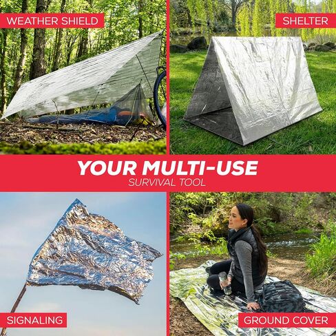 Emergency Blanket Mylar Thermal Space Survival Gear & Supplies 4-Pack Foil | Cold Weather Power Outage Camping Car Winter Storm Heat Reflective Hiking Backpacking Essentials First Aid Marathon Prepper in Kuwait