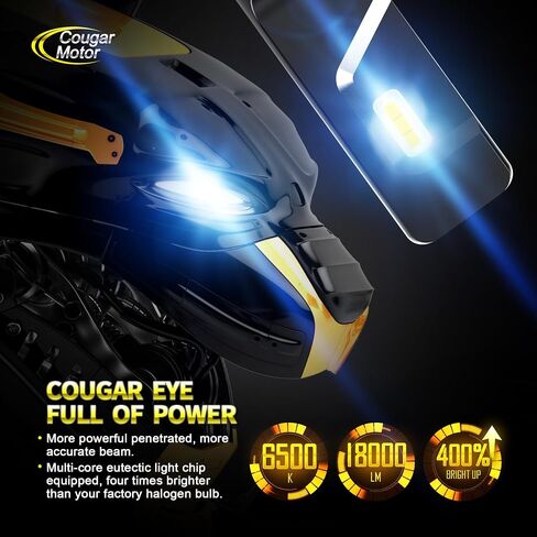 Cougar Motor H11 Light Bulbs, H11 Fog Lights H9 Light H8 Bulb 18000LM 6500K - Small Size with Silent Cooling Fan, Powersports ATV/UTV Fog Bulb, Non-polarity, Plug & Play - Pack of 2 in Saudi Arabia