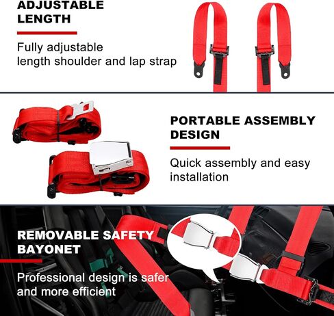 Universal 4 point Safety Harness Set 2inch Fits Go Kart,UTV,ATV,Racing Red in Saudi Arabia