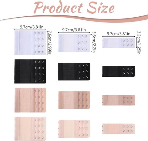 12 Pcs Bra Extender, Women's Bra Extenders Bra Back Clips Strap Adjustable Soft Stretchy Elastic 2 Hook /3 Hooks /4 Hooks Bra Band Hook Strap Extensions for Women Girls in Saudi Arabia