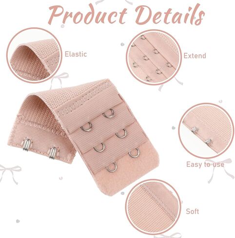 12 Pcs Bra Extender, Women's Bra Extenders Bra Back Clips Strap Adjustable Soft Stretchy Elastic 2 Hook /3 Hooks /4 Hooks Bra Band Hook Strap Extensions for Women Girls in Saudi Arabia