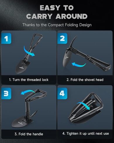 مجرفة صغيرة قابلة للطي من الفولاذ عالي الكربون، خفيفة الوزن محمولة في الهواء الطلق، مجرفة صغيرة قابلة للطي، أداة ترسيخ، التخييم، المشي لمسافات طويلة، الحفر، حقيبة الظهر، طوارئ السيارة in Kuwait