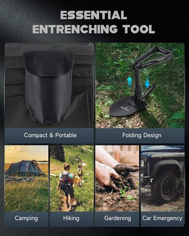 مجرفة صغيرة قابلة للطي من الفولاذ عالي الكربون، خفيفة الوزن محمولة في الهواء الطلق، مجرفة صغيرة قابلة للطي، أداة ترسيخ، التخييم، المشي لمسافات طويلة، الحفر، حقيبة الظهر، طوارئ السيارة in Kuwait