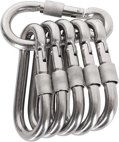 Locking Carabiner Clips, Stainless Steel Spring Snap Hook Locking Carabiner Heavy Duty - 304 Premium Stainless Steel Thumb Screw Carabiner Clip in Saudi Arabia