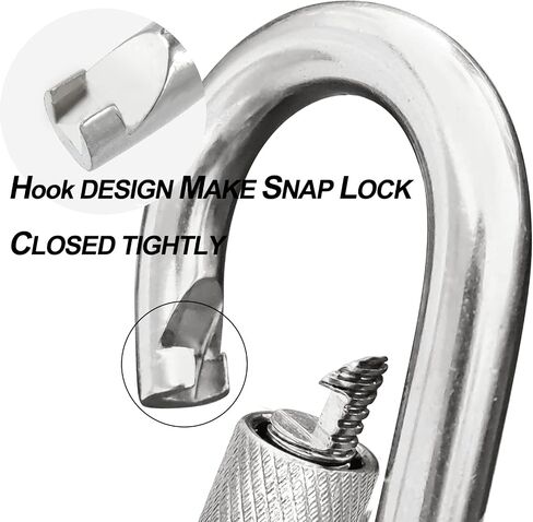 Locking Carabiner Clips, Stainless Steel Spring Snap Hook Locking Carabiner Heavy Duty - 304 Premium Stainless Steel Thumb Screw Carabiner Clip in Saudi Arabia