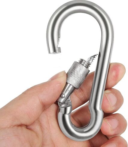 Locking Carabiner Clips, Stainless Steel Spring Snap Hook Locking Carabiner Heavy Duty - 304 Premium Stainless Steel Thumb Screw Carabiner Clip in Saudi Arabia