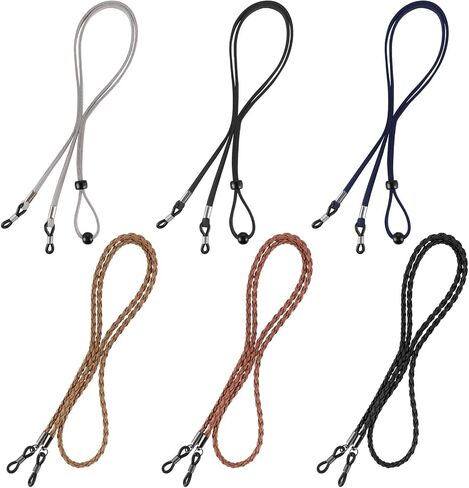 6 PCS Eyeglass Straps for Men Women, Imitation Suede Eyeglasses Holder Lanyard String Around Neck, Dark Colors Glasses Chain Cord(2 Styles, 6 Colors) in Saudi Arabia