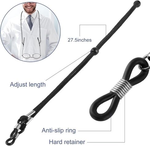 6 PCS Eyeglass Straps for Men Women, Imitation Suede Eyeglasses Holder Lanyard String Around Neck, Dark Colors Glasses Chain Cord(2 Styles, 6 Colors) in Saudi Arabia