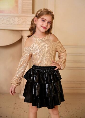 GRACE KARIN Girls Sequin Tops Long Sleeve Sparkle Glitter Shirt Blouse Size 5-12 in Saudi Arabia