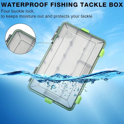 6 Pcs Fishing Tackle Boxes Waterproof Airtight Plastic Tackle Box Organizer Transparent Fishing Tackle Storage with Adjustable Dividers for Terminal Tackle Lure Bait Hook(Large) in Saudi Arabia