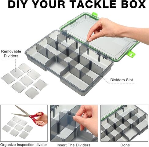 6 Pcs Fishing Tackle Boxes Waterproof Airtight Plastic Tackle Box Organizer Transparent Fishing Tackle Storage with Adjustable Dividers for Terminal Tackle Lure Bait Hook(Large) in Saudi Arabia