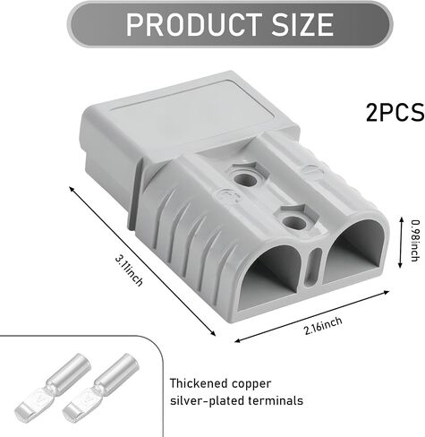 2 PCS Automotive Power Quick Disconnect Connector, 175A High Current Wiring Harness Plug Terminal Kit, Quick Plug Connector, Universal for Winches and Trailers New Energy Vehicles (Gray) in Saudi Arabia