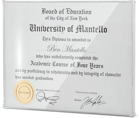 Mantello Modern Minimalist 8.5 x 11 Diploma Frame Document Frames | Sleek Clear Acrylic Frame | Certificate Frame, Wall Mount or Tabletop, 8.5x11 inch Letter Sized Award Display | Clear Frame, 1-Pack in Saudi Arabia
