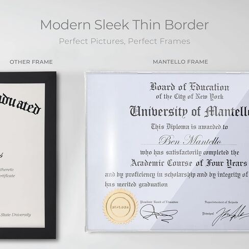 Mantello Modern Minimalist 8.5 x 11 Diploma Frame Document Frames | Sleek Clear Acrylic Frame | Certificate Frame, Wall Mount or Tabletop, 8.5x11 inch Letter Sized Award Display | Clear Frame, 1-Pack in Saudi Arabia